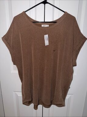 Maurices Lightweight Ribbed Short-Sleeve Top - Brown